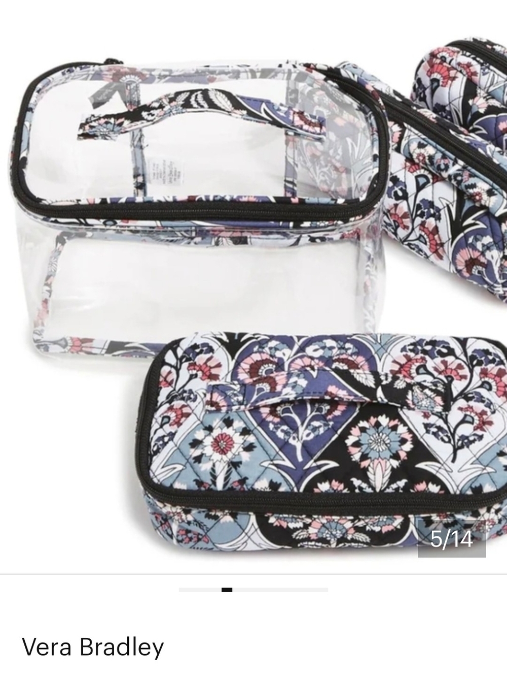 Vera Bradley Navy Floral Toiletry Organizer Set with Pink Accents - Picture 7 of 8